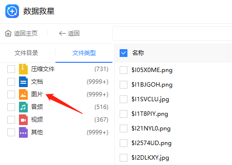 可恢復的文件列表