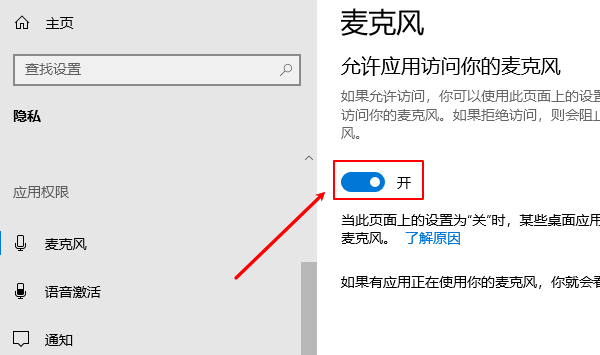 允許應用訪問你的麥克風