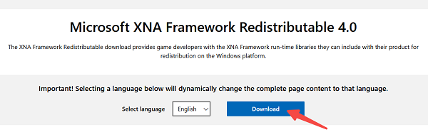 手動下載安裝 XNA Framework 4.0