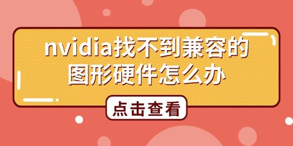 nvidia找不到兼容的圖形硬件怎么辦 一文教你解決